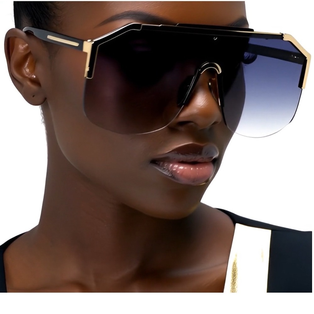 Chic Sunglasses Women Gold Trim Gradient Lenses Fashion Eyewear UV400 Protection